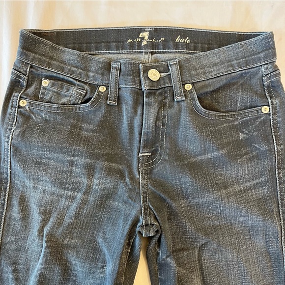 7 For All Mankind Kate Grey Rainbow Stitching Slim Denim Jeans Size 14 - Picture 4 of 16